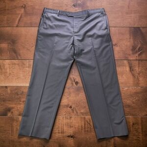 Zanella Devon Navy Blue Virgin Wool Dress Pants Mens 44x30 Made Italy Flat Front